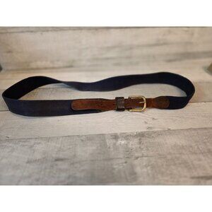 Vintage Coach Leather & Canvas Belt With Brass Buckle 40" Size Made In USA